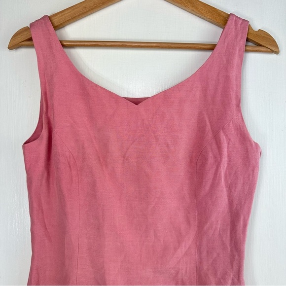 Vintage Laura Ashley Mini Sweetheart Neckline Linen Silk Dress - Picture 3 of 9